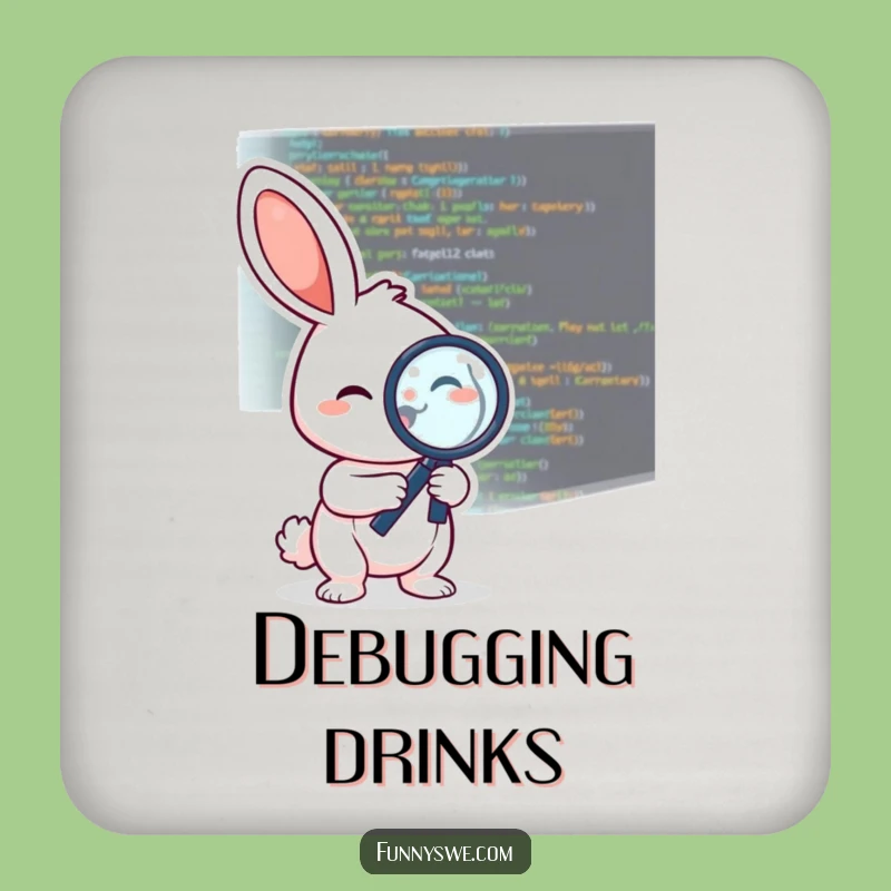 Funny Debugging Rabbit Coaster: Cheerful Coder Table Protection