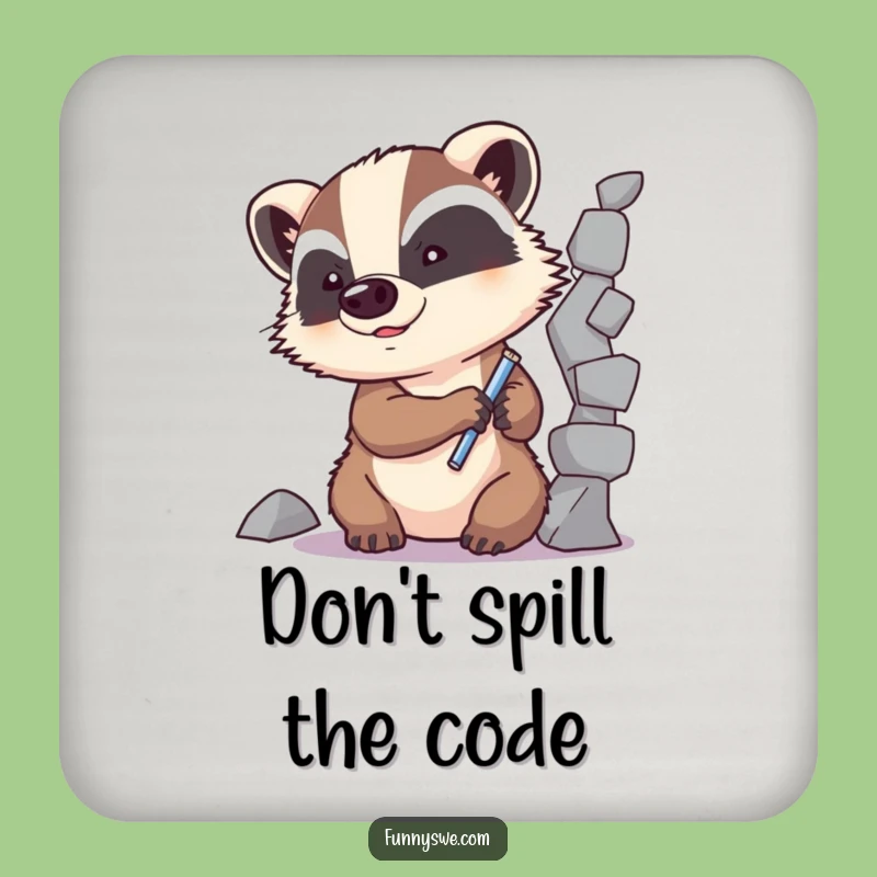 Funny Badger Code Fixer Coaster: Protect Surfaces with Tenacity