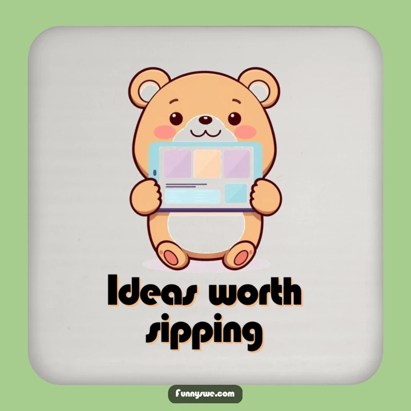Funny Bear Web Designer Coaster: Protect Surfaces with Hilarious Art