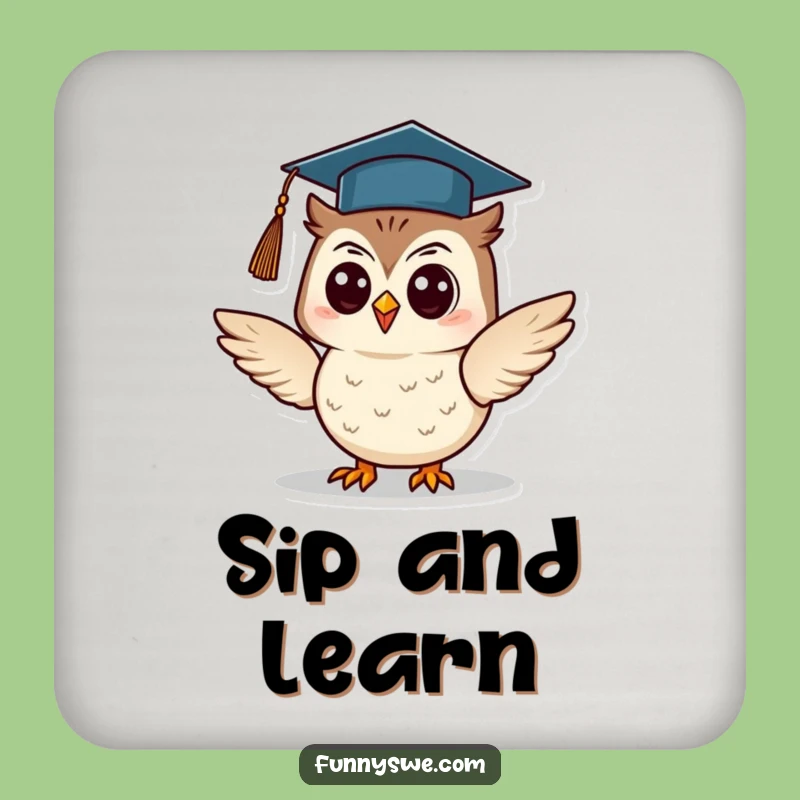 Funny Owl Graduation Coasters: Protect Surfaces with Wise Humor, Set of Funny Gifts