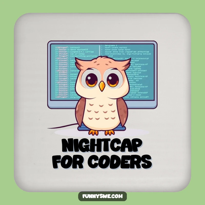 Funny Owl Coder Drink Coaster: Protect Surfaces with Wise Artistry!