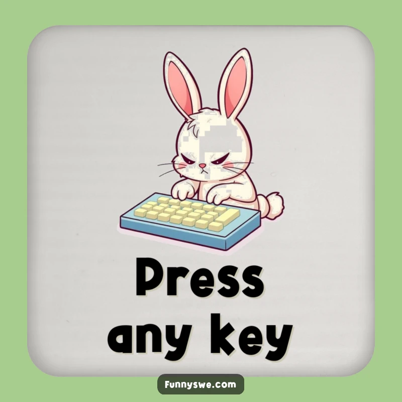 Funny Bunny Coder Coaster: Protect Surfaces, Fierce Typing, Useful Gift