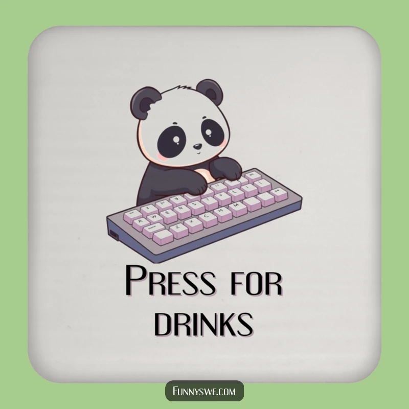 Funny Panda Typist Coaster: Protect Surfaces Techy - Hilarious Tech Gift!