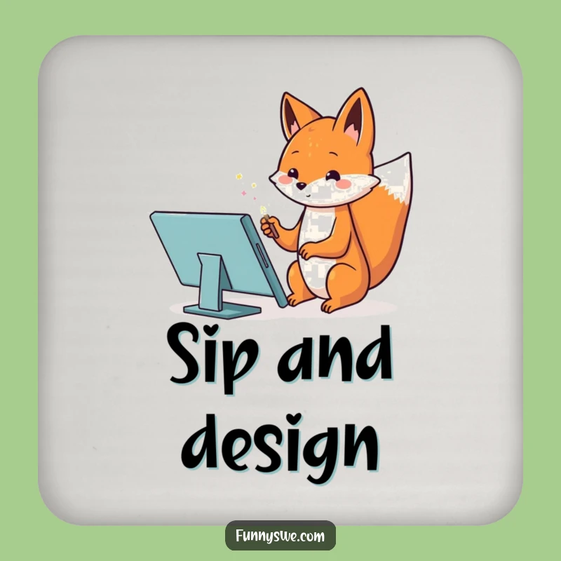 Kawaii Fox Web Designer Coaster Set - Magical Protection!