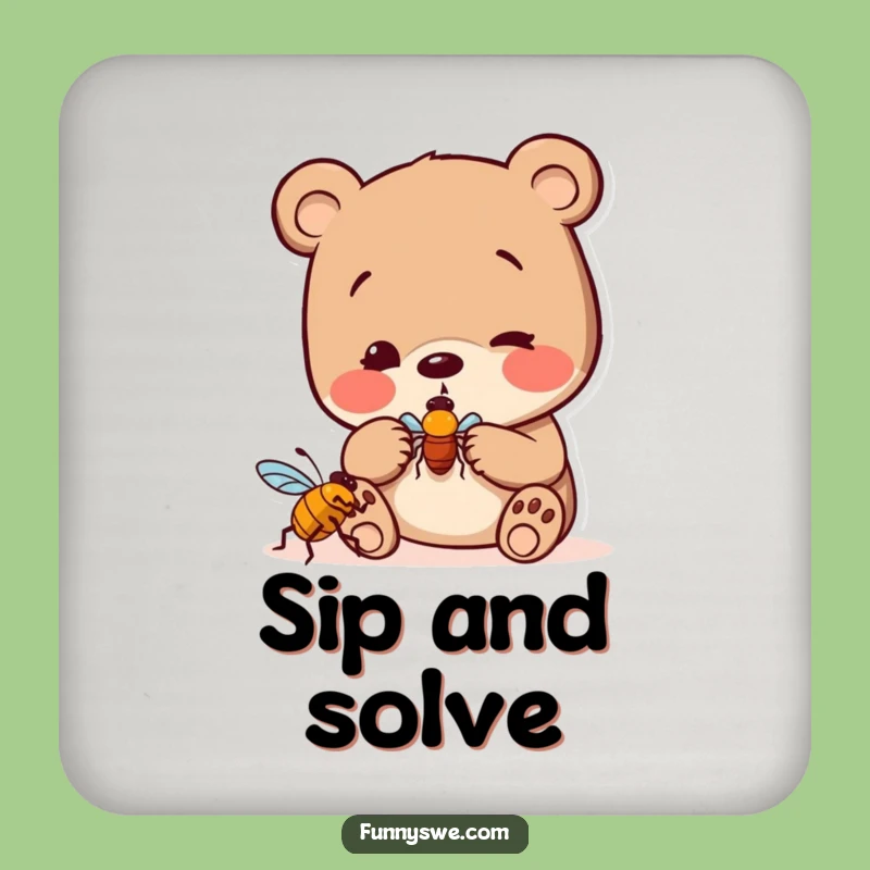 Funny Bear Bug Hunter Coaster: Protect Surfaces, Curious Icon, Useful Gift