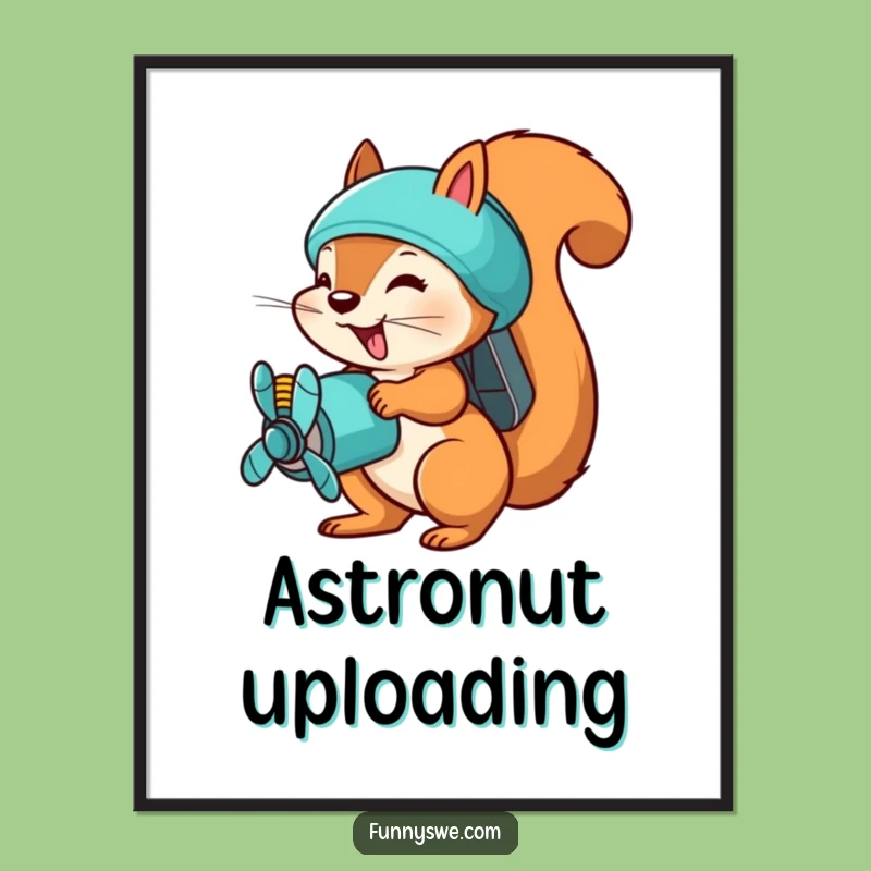 Funny Squirrel Uploader Poster - Busy Tech Efficiency Art