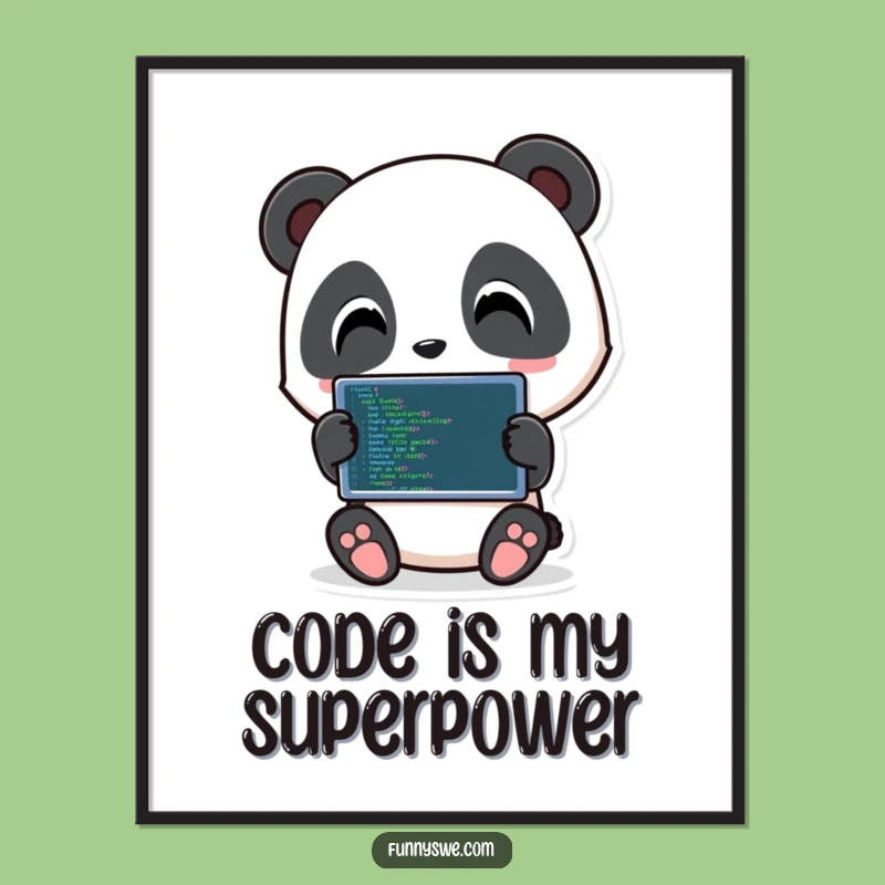 Funny Panda Coding Poster: Playful Panda Art for Your Tech Space