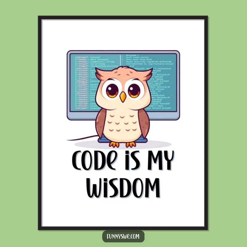 Funny Owl Coder Poster: Decorate with Wisdom and Night-Time Coding Vibes!