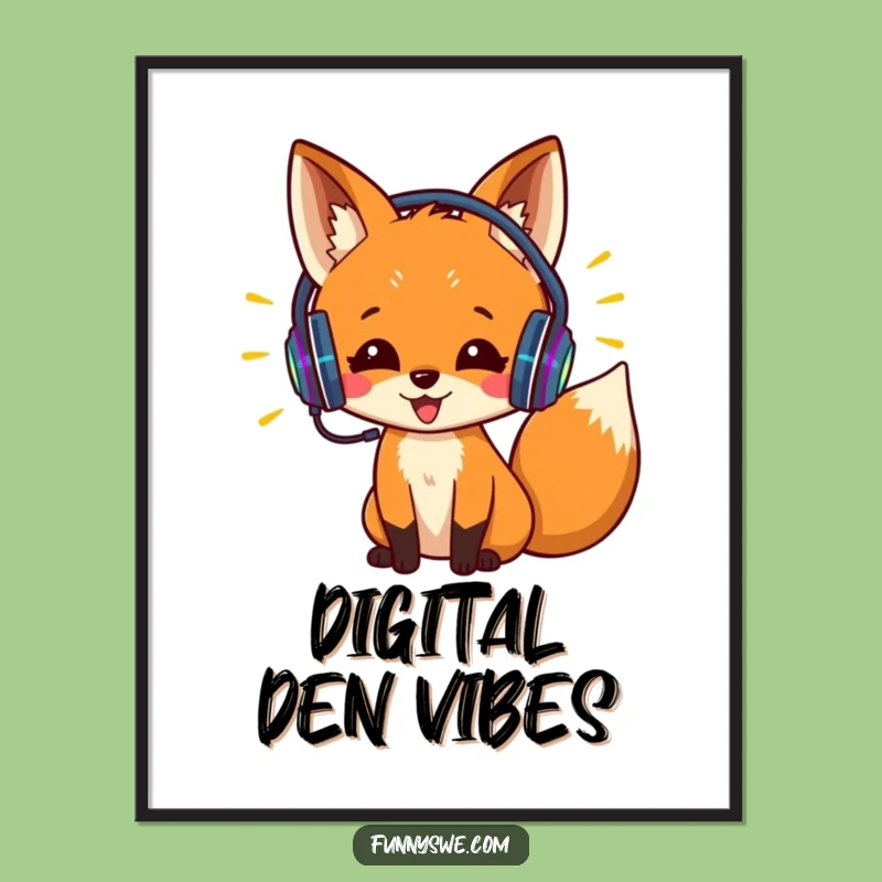Funny Fox Coder Poster: Vibrant Coding Art Decor - Hilarious Tech Gift!