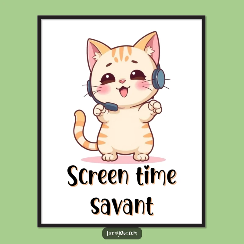 Dynamic Funny Cat Gamer Poster: Decorate with Gaming Excitement, Perfect Funny Gift