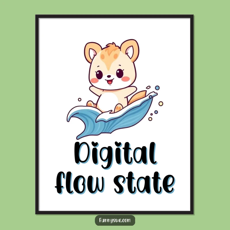 Funny Animal Code Wave Poster - Dynamic Digital Art
