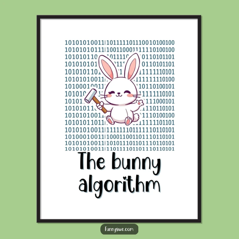 Funny Bunny Binary Code Poster - Geeky Wall Art Gift