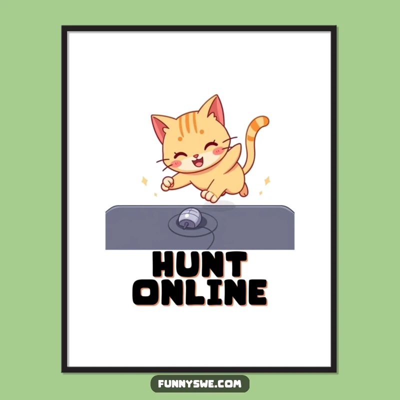 Funny Cat Cursor Poster: Humorous Decor for Tech Spaces