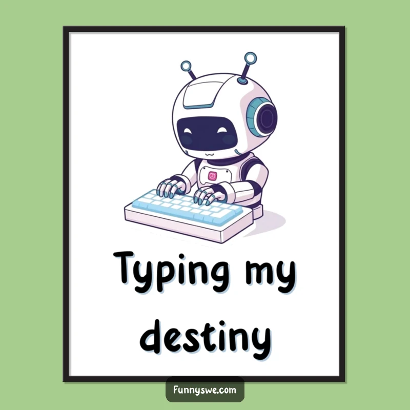 Funny Kawaii Robot Typing Poster - Hilarious Wall Art for Geeks!