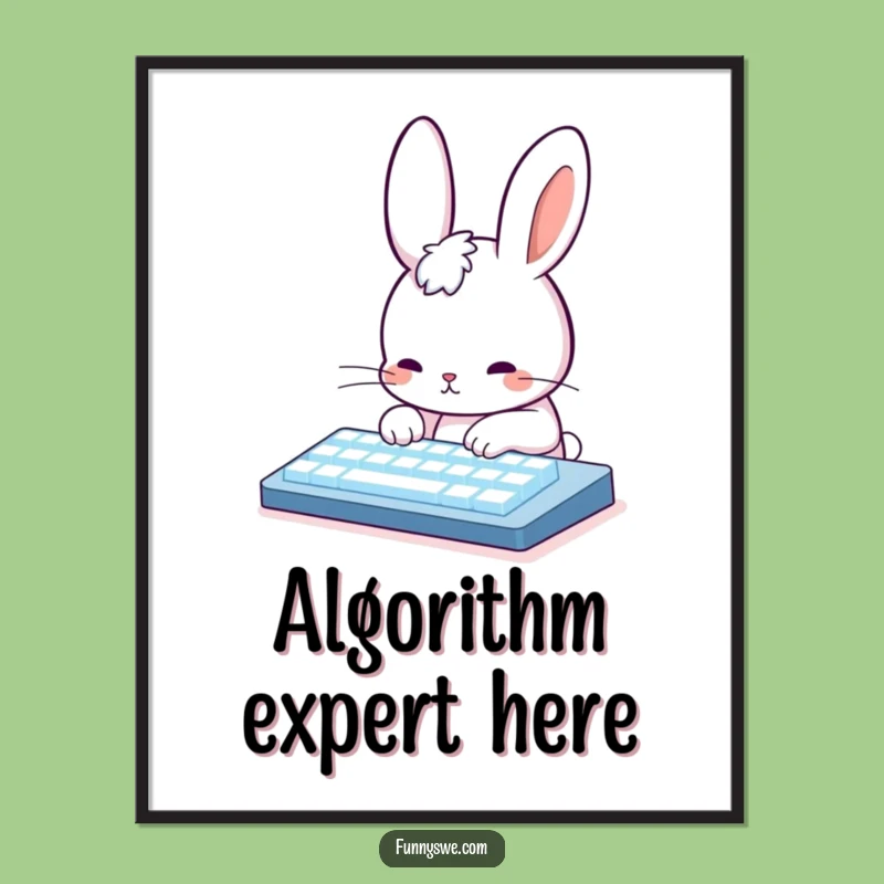 Funny Rabbit Coding Poster: Cute Typing Rabbit Art for Your Techy Space