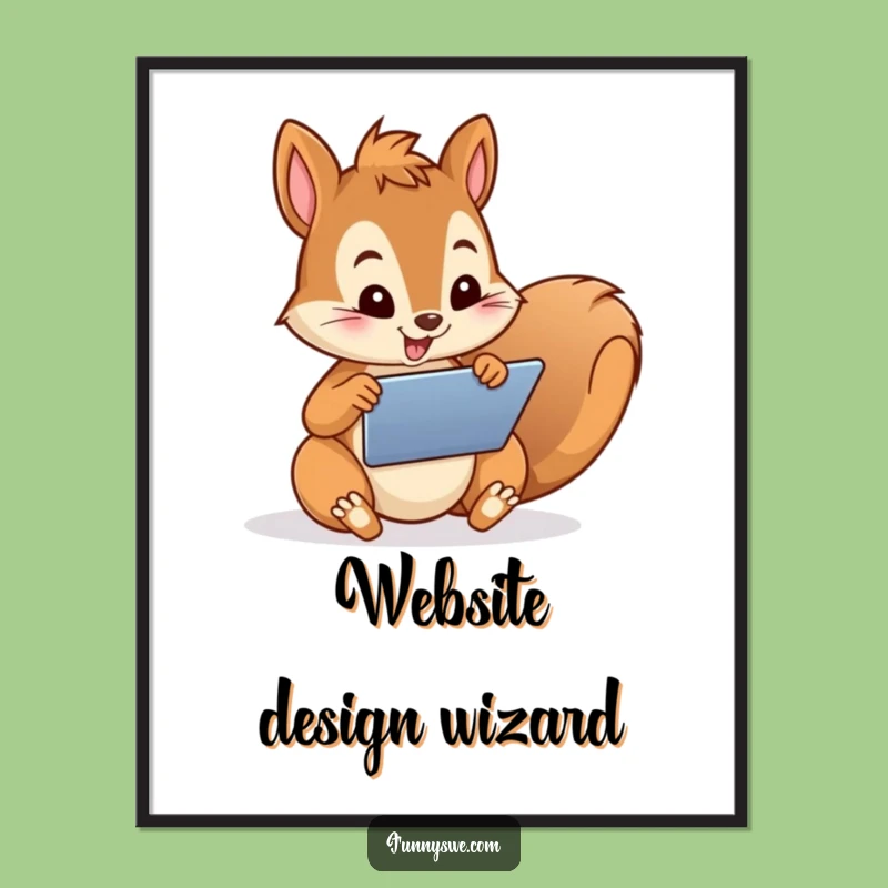 Funny Squirrel Web Designer Poster: Decorate with Digital Dreams and Nutty Humor!