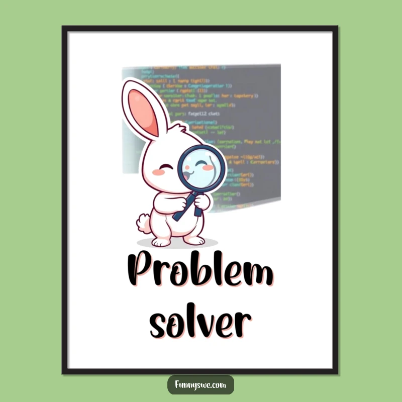 Funny Debugging Rabbit Poster: Cheerful Coder Wall Art