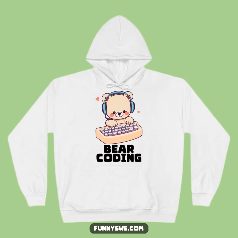 Funny Bear Typing Hoodie: Cozy and Humorous Tech Gear Gift