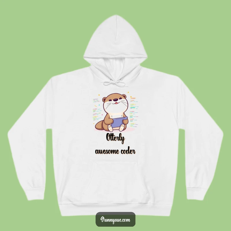 Cozy Kawaii Otter Coder Hoodie - Warm Up with Coding Fun!