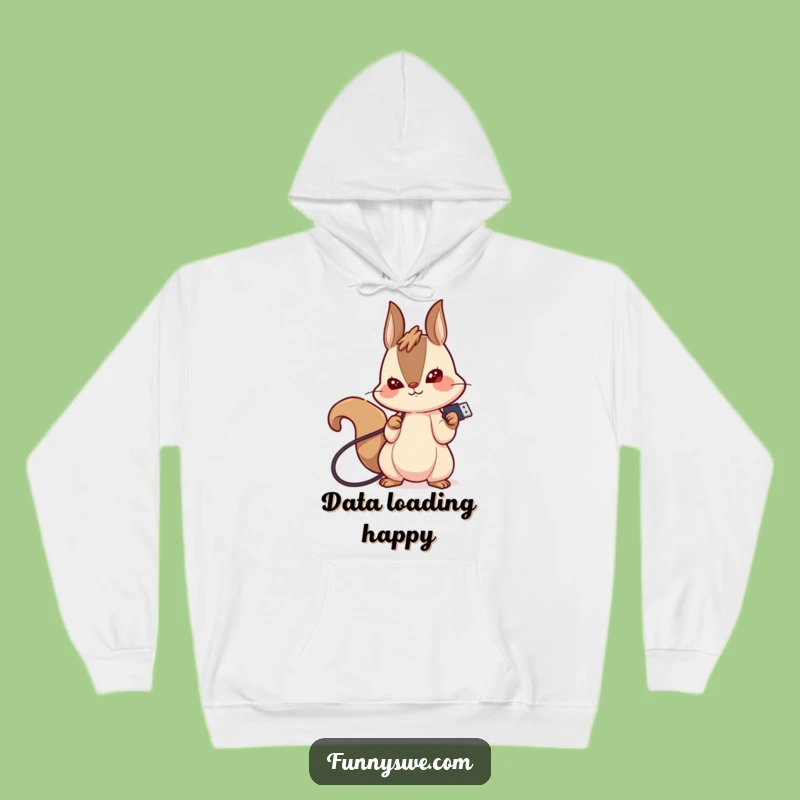 Funny Squirrel USB Hoodie: Kawaii Tech Humor, Cozy Apparel for Determined Souls