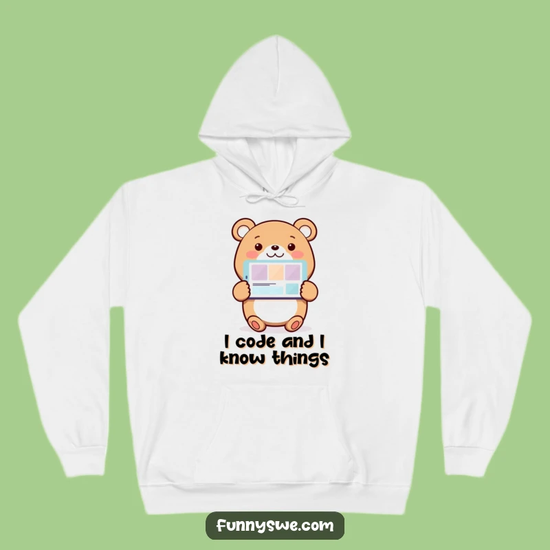 Cozy Funny Bear Web Designer Hoodie: Warm and Hilarious Tech Apparel