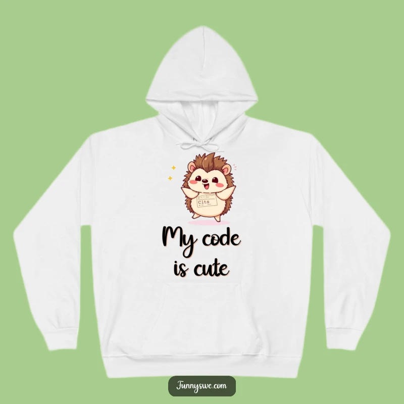 Cozy Funny Kawaii Hedgehog Hoodie - Warm & Witty Code Display Gear