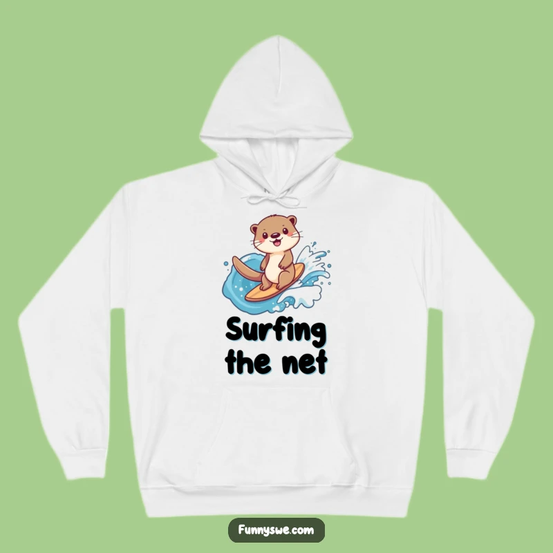 Funny Otter Data Surfer Hoodie: Stay Cozy, Ride the Data, Warm Gift