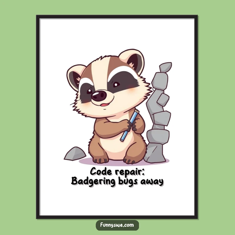 Funny Free Printable Badger Coding Art Downloadable Decor DIY Gift