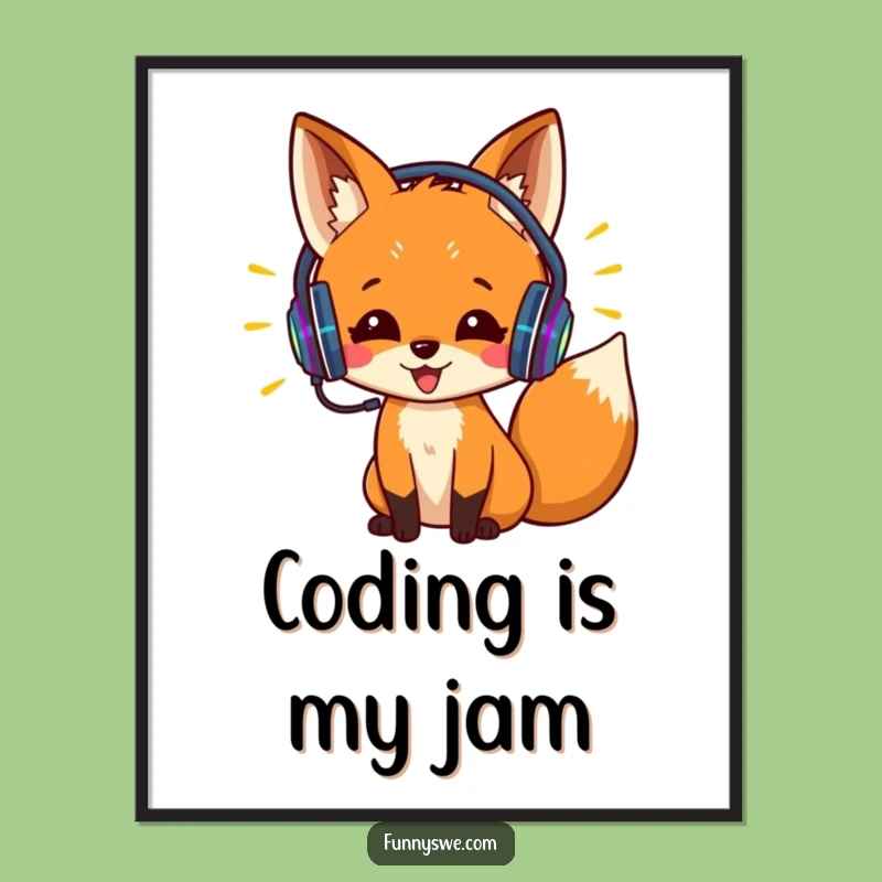 Free Printable Wall Art: Coding Fox, Fun Downloadable Art Gift
