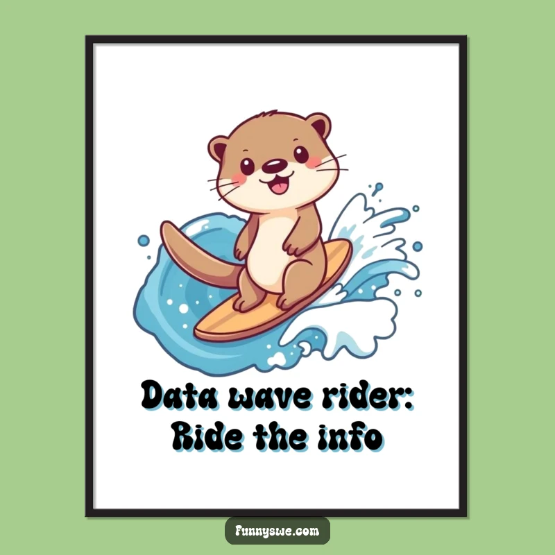 Happy Otter Data Wave Free Printable Wall Art: Fun Downloadable Tech Art