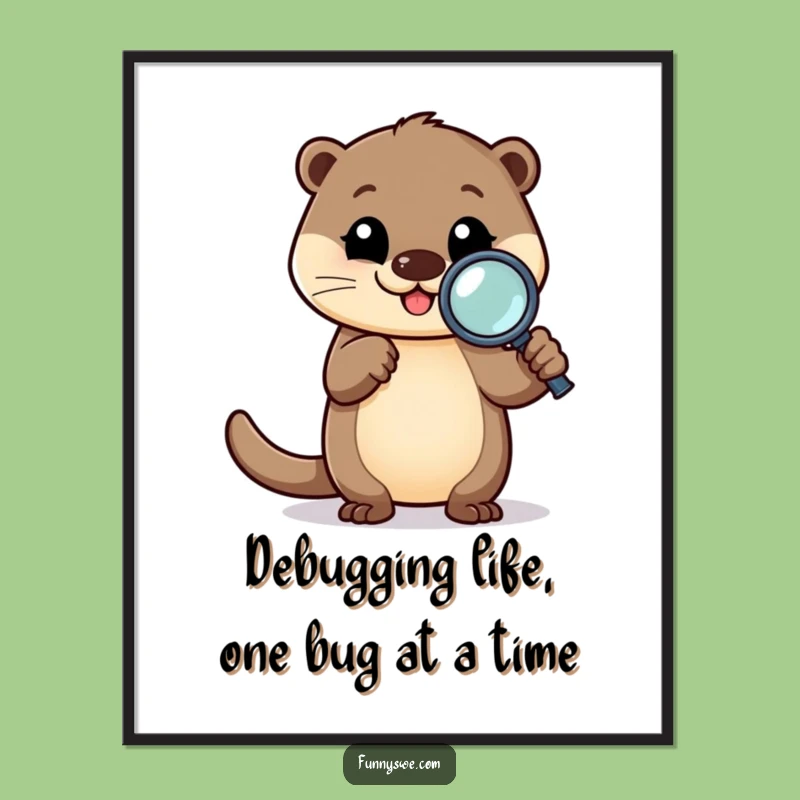 Free Printable Wall Art: Funny Otter Debugging Code, Quirky Tech Downloadable Art