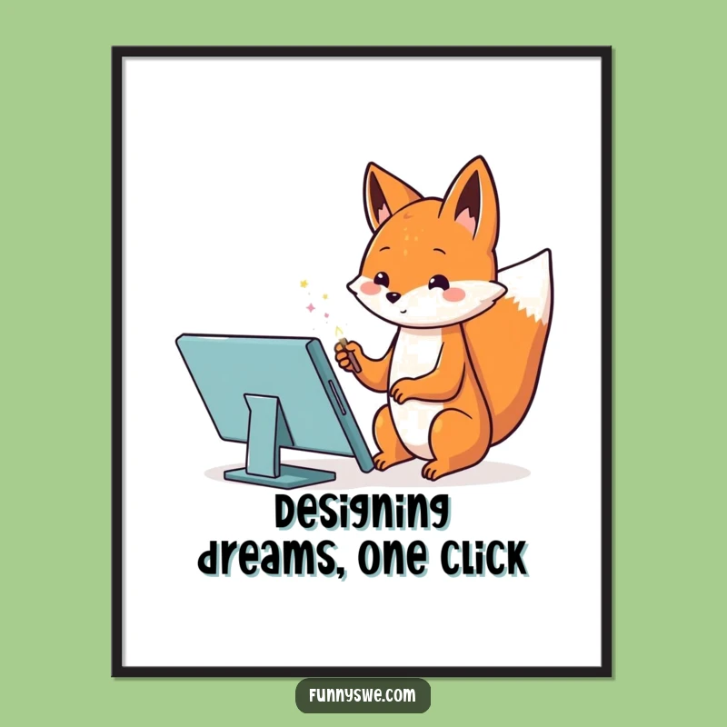 Funny Free Printable Wall Art: Kawaii Fox Designer, Your Hilarious Downloadable Decor!