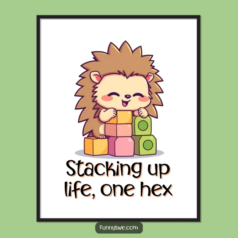 Free Printable Wall Art: Coding Hedgehog, Funny Downloadable Geeky Decor