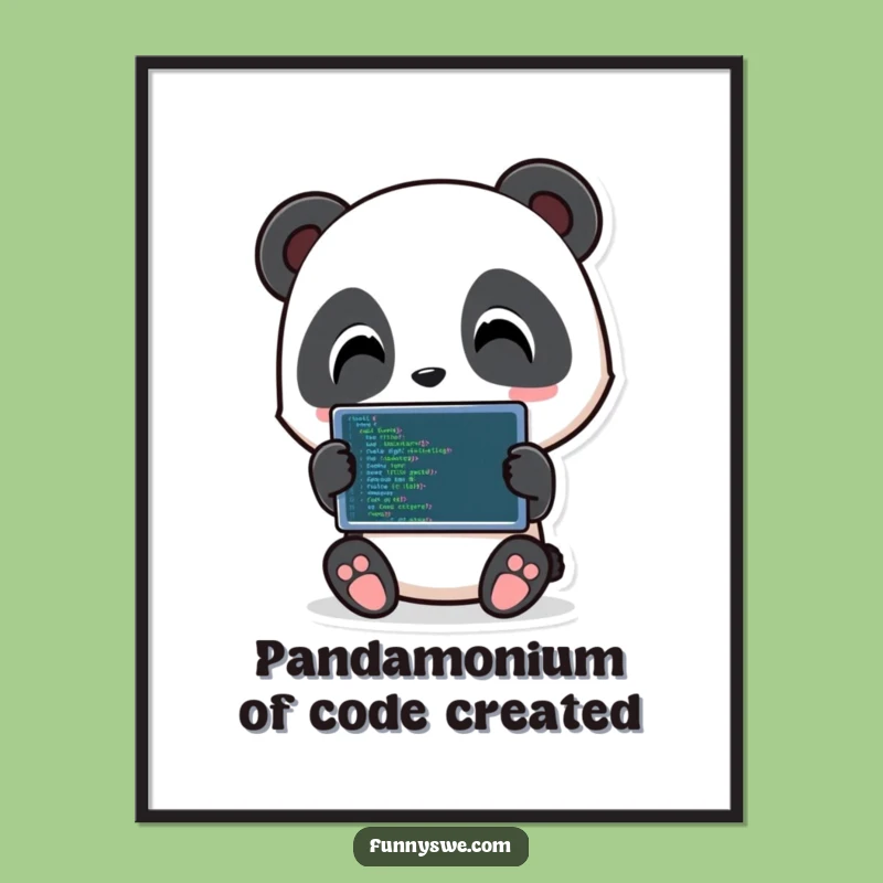 Free Printable Wall Art: Funny Panda Coder Tablet, Quirky Tech Downloadable Decor