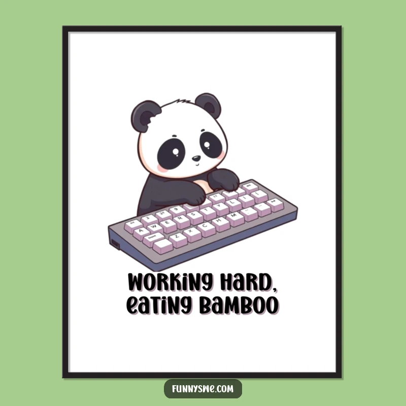 Free Printable Wall Art: Panda Typing, Adorable Downloadable Art Gift
