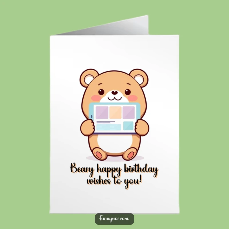 Free Printable Bear Website Design Birthday Card Funny Downloadable Gift DIY