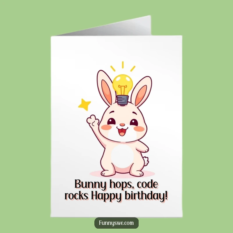 Free Printable Funny Bunny Coding Birthday Card - Celebrate Success with a Laugh!