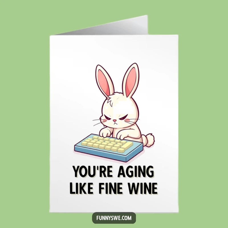 Free Printable Birthday Card: Funny Bunny Typing Message, Hilarious Digital Download Gift