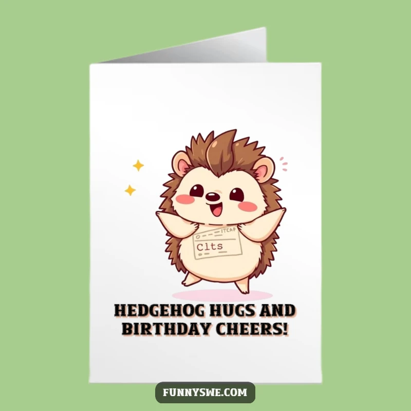 Free Printable Birthday Card Kawaii Hedgehog Coding Dance Funny Downloadable Gift