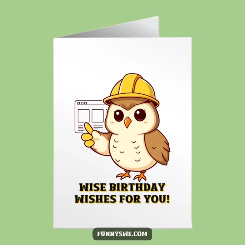 Free Printable Birthday Card: Owl Project Manager Funny Downloadable Gift