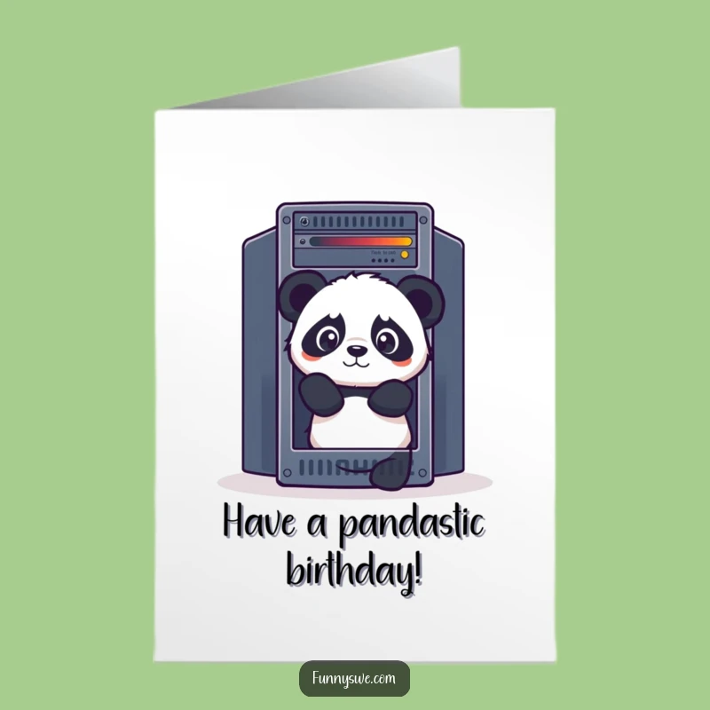 Free Printable Panda Birthday Card: Server Rack Surprise Humor Downloadable