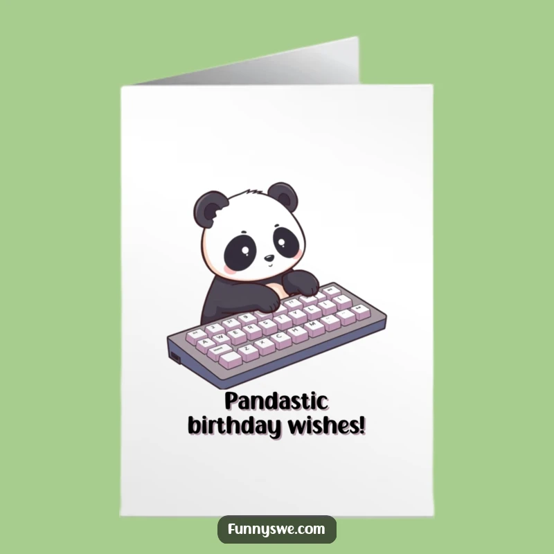 Free Printable Funny Birthday Card: Panda Typist Downloadable Gift