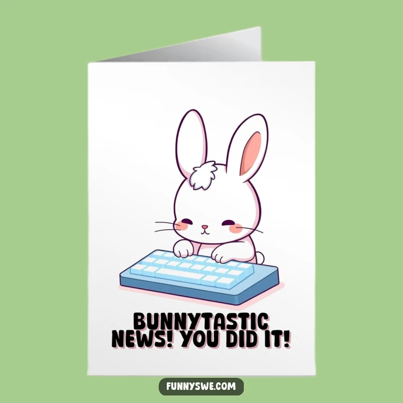 Free Printable Congrats Card: Speedy Rabbit Coder Typing Success, Funny Downloadable Greeting