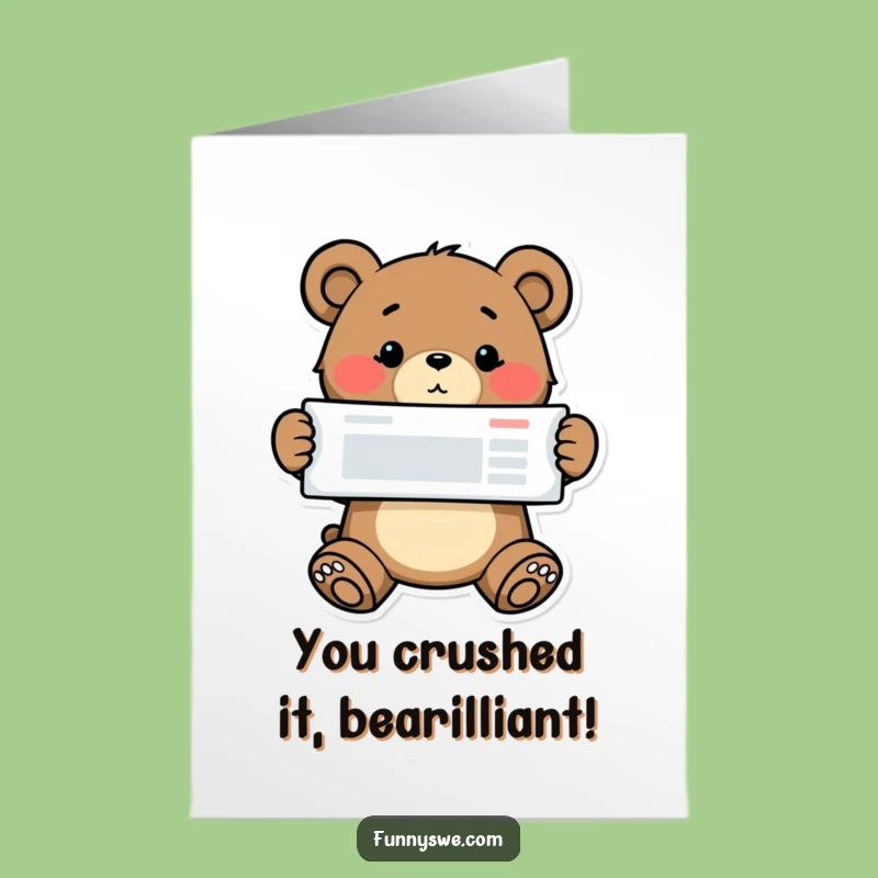 Free Printable Bear Congrats Card: Humorous Downloadable for Website Success