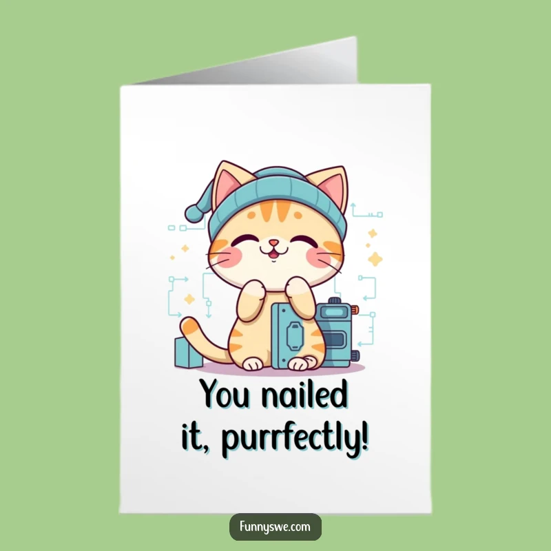 Free Printable Cat Congratulations Card: Laughable Downloadable for Digital Wins