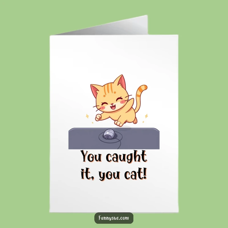 Free Printable Funny Cat Congrats Card: Cursor Chase Downloadable Greeting