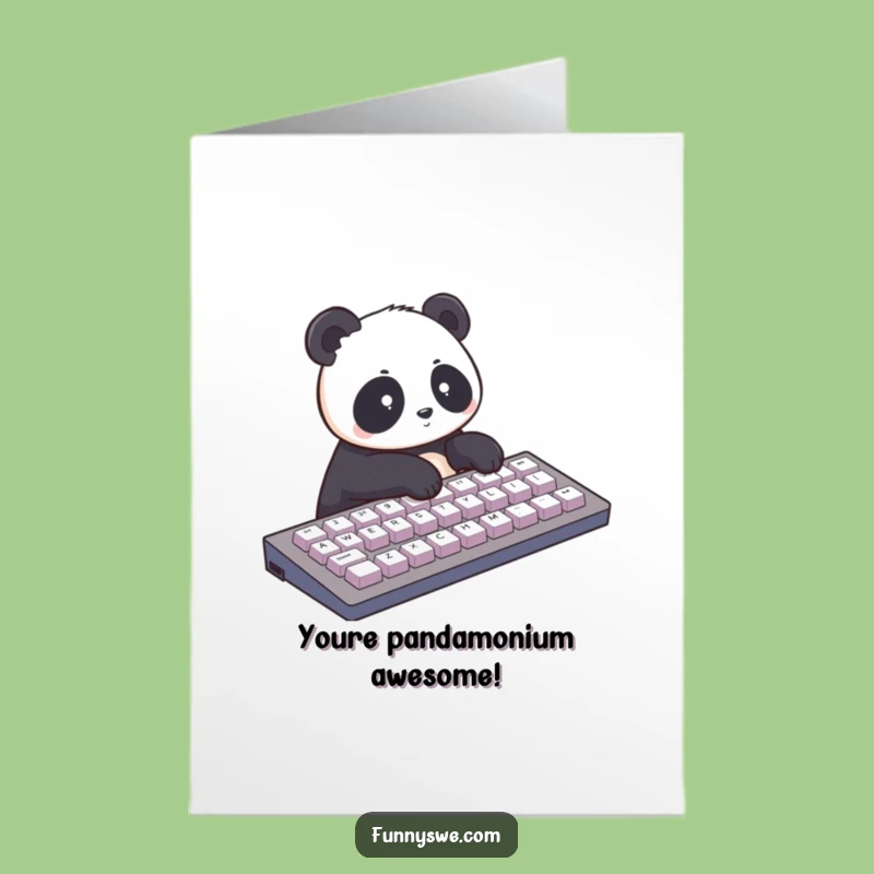 Free Printable Funny Congratulations Card: Panda Power Typist Downloadable Gift