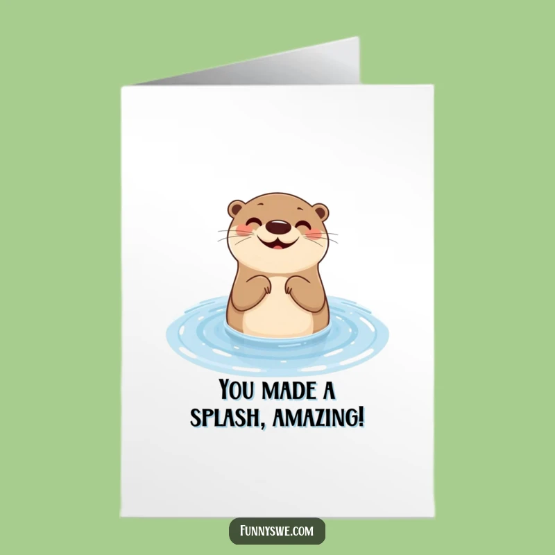Free Printable Funny Otter Congrats Card: Smooth Success Downloadable Gift!