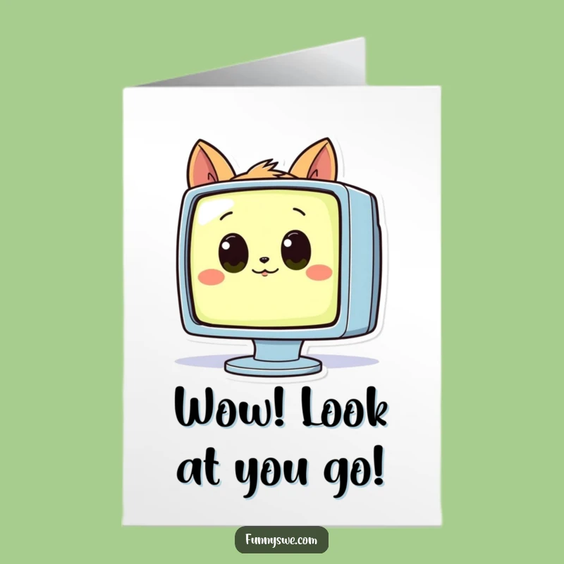 Free Printable Congrats Card: Wide-Eyed Animal, Tech Discovery Download