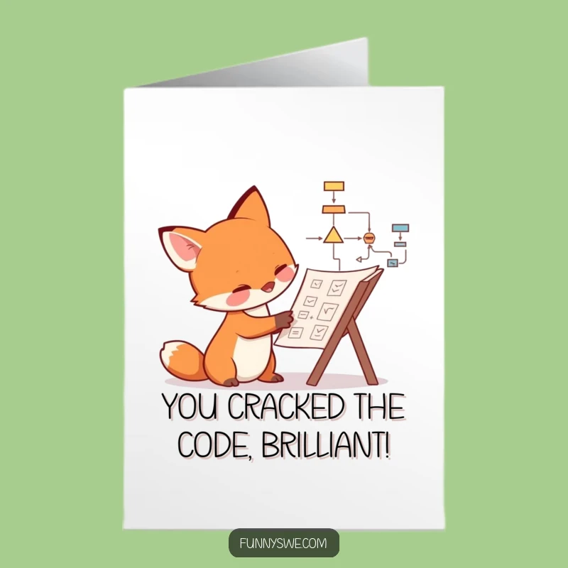 Free Printable Funny Fox Congrats Card: Problem Solved Downloadable Gift!